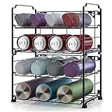 Adjustable Water Bottle Organizer Storage, Auledio 2-Tier Stackable Water Bottle Holder Rack, Black(2 Pack)
