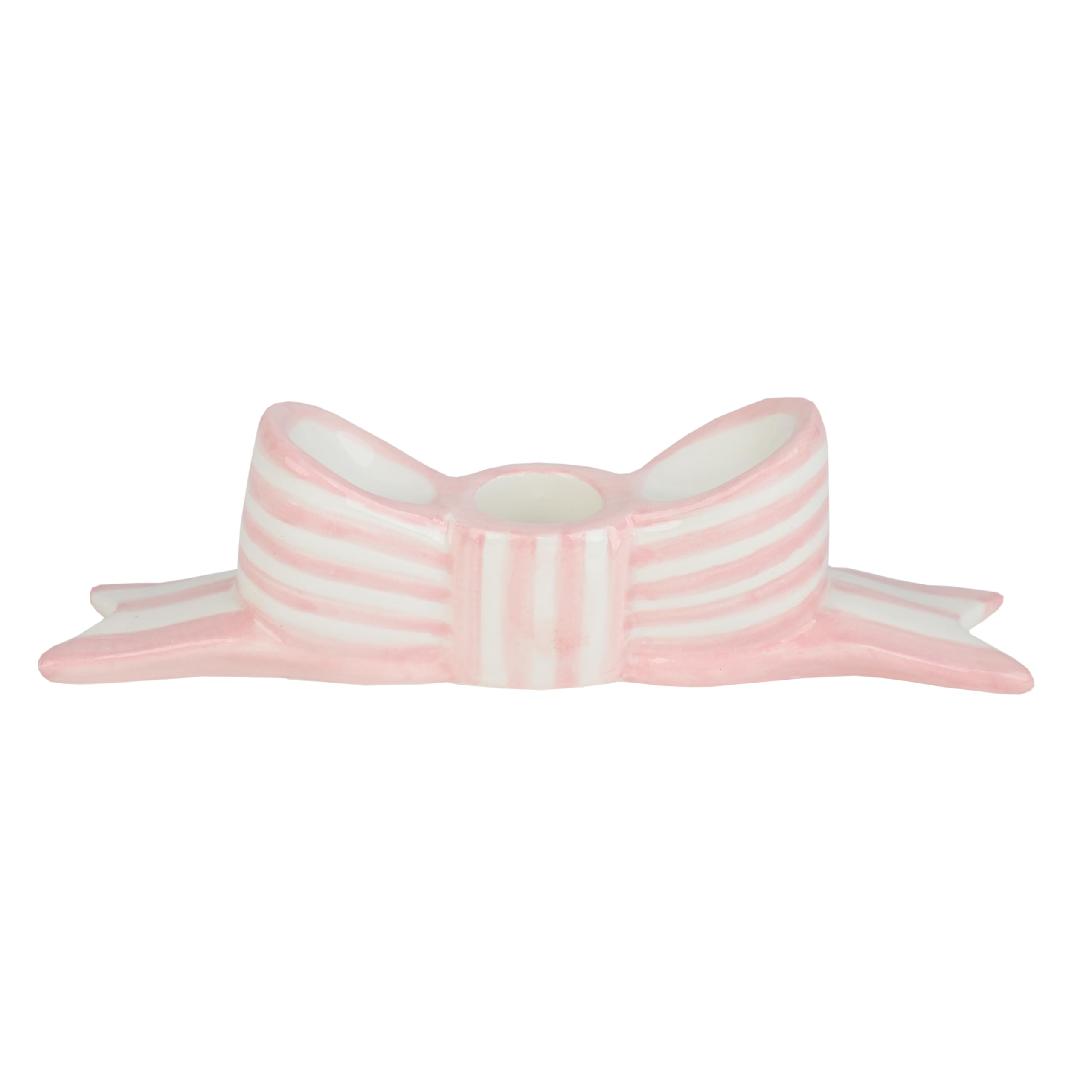 Talking Tables Hand Painted Pink Bow Ceramic Candle Holder Decorative Table Accessory for Dinners Valentine’s Tables Shelves and Mantels Gloss Glazed Finish Giftable Centrepiece Home Decor 16cm