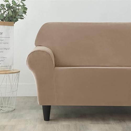 Vista 35 de Funda elástica para sofá de 3 cojines, 1 funda de terciopelo para sofá, fundas protectoras de muebles con parte inferior elástica, lavable a máquina
