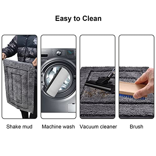 Kiecusoy Indoor Doormat 16" X 24", Resist Dirt And Absorbent Front Door Rug For Entryway, Anti-Slip Machine Washable Entrance Mat, Mud Trapper Floor Mat For Doorway Kitchen Entry, Charcoal Grey #TOP4