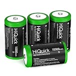 HiQuick 10000mAh D Rechargeable Batteries - 1.2V Huge Capacity Size D Battery, Ni-MH D Cell Batteries Pack of 4