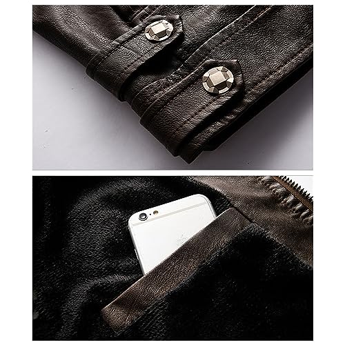 Chaqueta de cuero sintético para hombre estilo motociclista miniatura 4