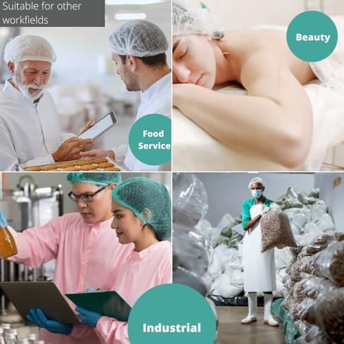 Image of ADBENI Premium Disposable Bouffant Cap & Clear Plastic Gloves Combo | Non Woven Hair Net + Transparent Gloves | For Food Handling, Kitchen, Salon, Spa, Industries, Home & Professional Use
