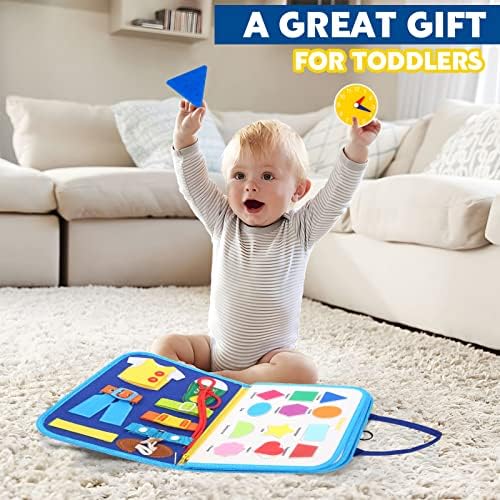 Busy Board Montessori Toys 8 Pages Sensory Board Preschool Toddler Educational Activity Travel Toys Sensory Toys for Toddlers Learn Fine Motor Basic Life Skills for 1 2 3 4 Year Old Boys and Girls 7 51fBdYcUNGL. AC