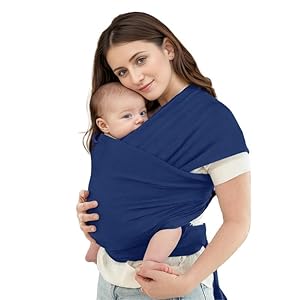 Dams Écharpe porte-bébé, ergonomique et élastique, tissu en coton doux et respirant, nouveau-né jusqu'à 15,9 kg, pour maman et papas, adapté à l'allaitement et lavable (bleu)