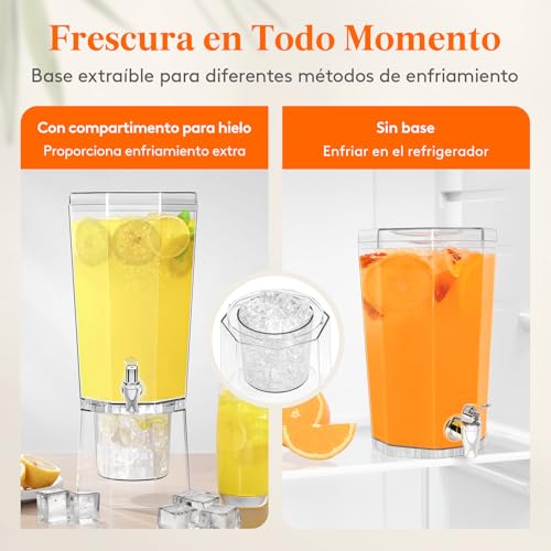 Miniatura 6 de Lifewit 4l Dispensador De Bebidas Grande, Botella De Plástico Con Grifo Juego De 2 En 1 Paquete , Jarra Agua Con Soporte Para Cócteles, Jugos, Limonada Y Té, 39 X 16 Cm 15x6
