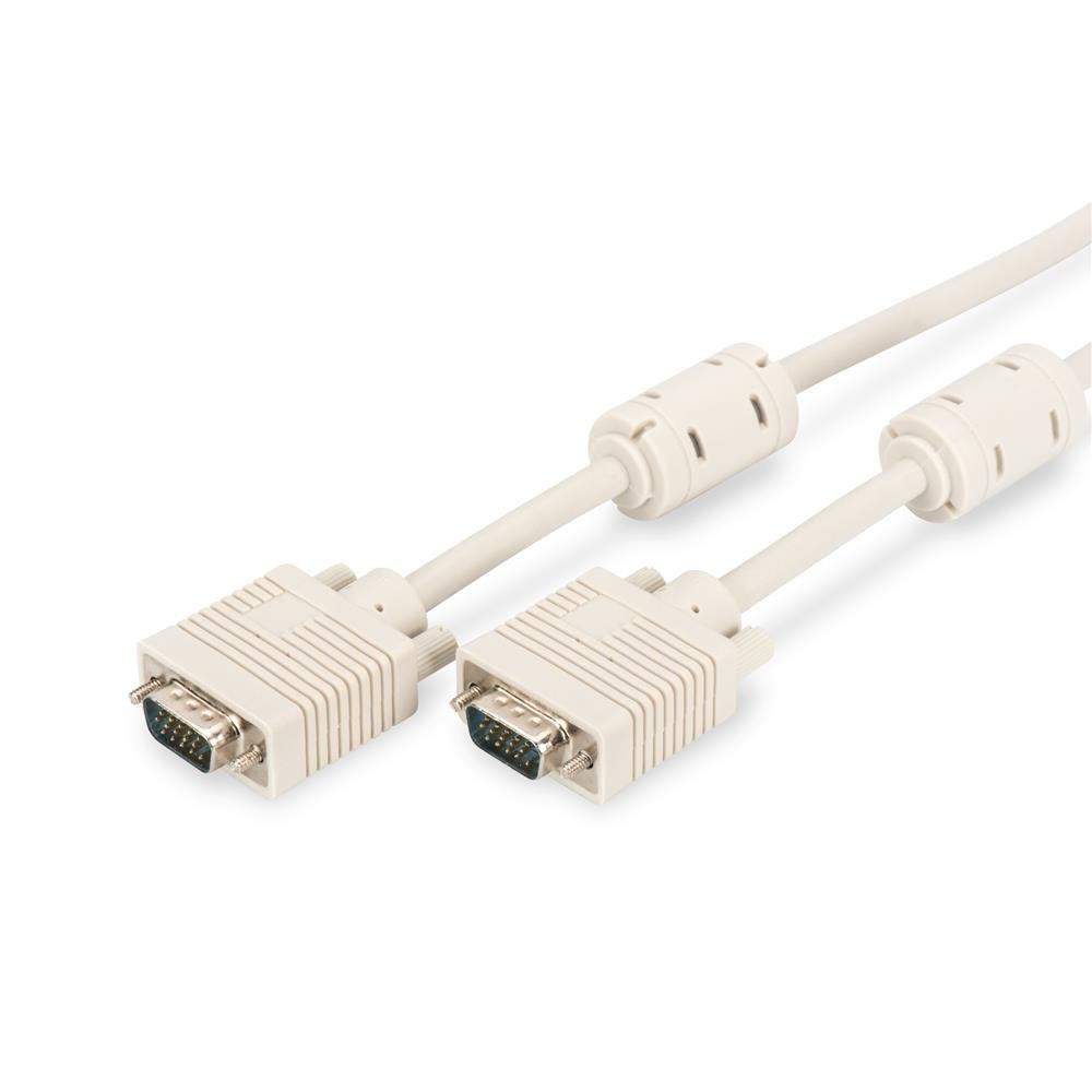 DIGITUS AK-310103-018-E 1.80m HD15 Male - HD15 Male VGA Monitor Connection Cable with Ferrite - Beige