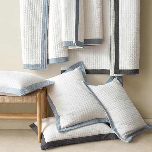 Colcha de algodón King EVERGRACE azul lino para transformar tu descanso en bienestar 8