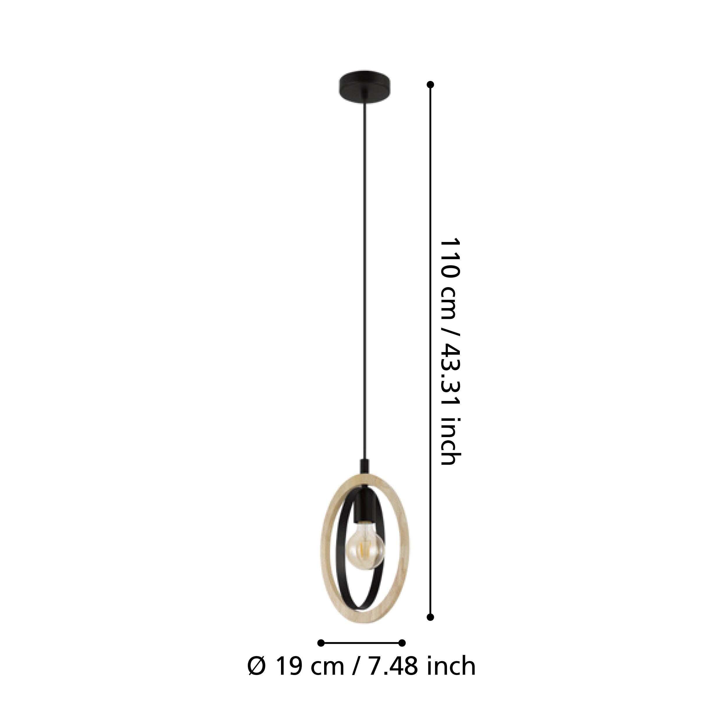 EGLO lampa wisząca Basildon, 1-płomienna lampa vintage, industrialna, retro