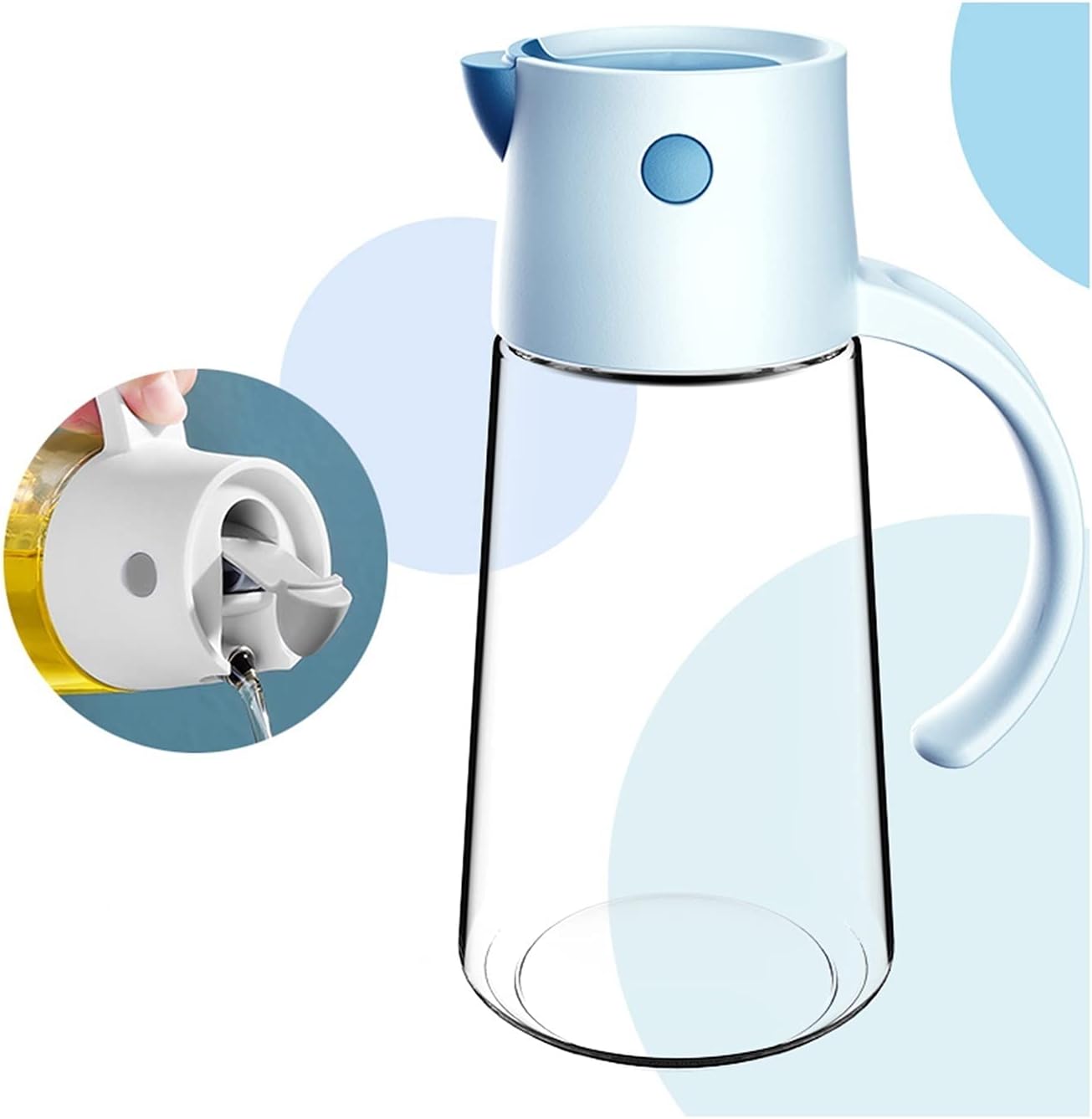 oil bottle Glass Oil Dispenser with Handle Automatic Opening and Closing Oil Bottle Kitchen Oil and Vinegar Dispenser Household Oil Pourer oil sprayer(Color:A,Size:Small)