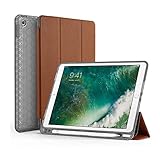 SWEES Compatible for iPad 9.7 2018/2017 Case with Pencil Holder, Shockproof Durable Smart Cover Leather Case with Built-in Apple Pencil Holder Compatible for iPad 9.7 inch 6th/5th Generation, Brown