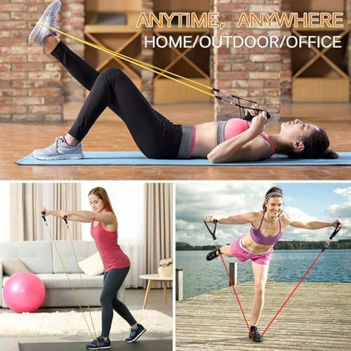 Resistance Bands Set 5pcs with Handle Strength Exercise Resistance Band Training Fitness Tubes Tension Bands Workout Gym Equipment Men and Women - Image 6