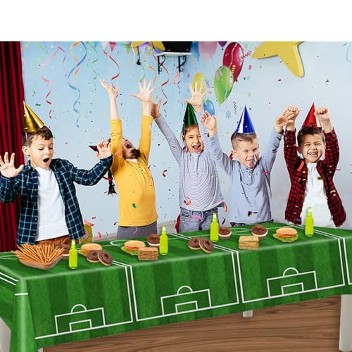 Fussball Tischdecke, Fussball Geburtstagsdeko Tischdeko, Soccer Sport Partytischdecke Tischtuch für Fussball Geburtstag Deko Junge, Fußball Events Party, Kinder Party Dekoration, 130*275cm (2 Stück)