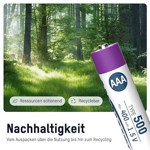 ANSMANN Akku Micro AAA Typ-C Anschluss Li-Ion 400mAh 1,5V, 4 Stück, wiederaufladbar, LED-Ladeanzeige, für Fernbedienung, Controller, Spielzeug, Funkgerät uvm