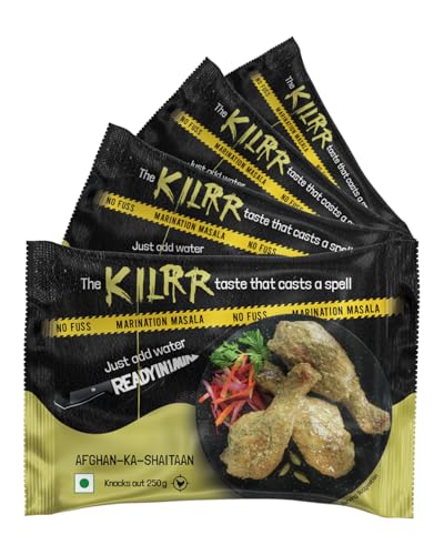 Image of KILRR Chicken Marination Masala - Afghan ka Shaitan | Pack of 4 (Marinates 250g Chicken per Pack) | 1- Min Killer Marinade Masala for Tikka, Adhgani Chicken | Just Add Water & Oil | No Preservatives or Additives