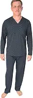 Pijama Masculino Adulto Manga Calça Longa Gola V Macio Quentinho Confortável Frio Inverno