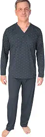 Pijama Masculino Adulto Manga Calça Longa Gola V Macio Quentinho Confortável Frio Inverno