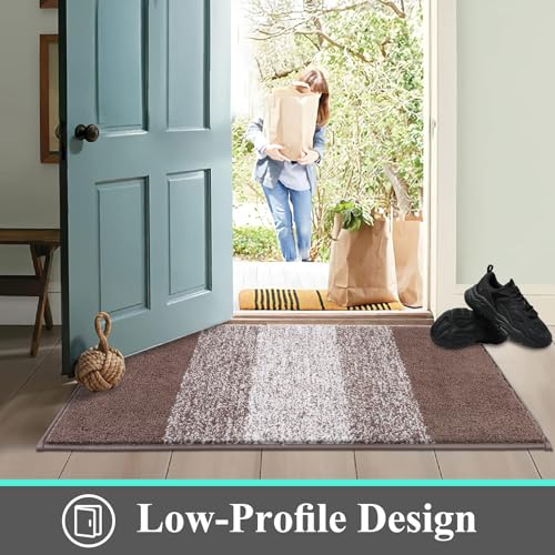Vaukki Indoor Doormat Entryway Door Mat, Non Slip Absorbent Mud Trapper Mat Inside Floor Mat, Washable Door Carpet for Entryway (32''x40'', Coffee) - Thumbnail 7
