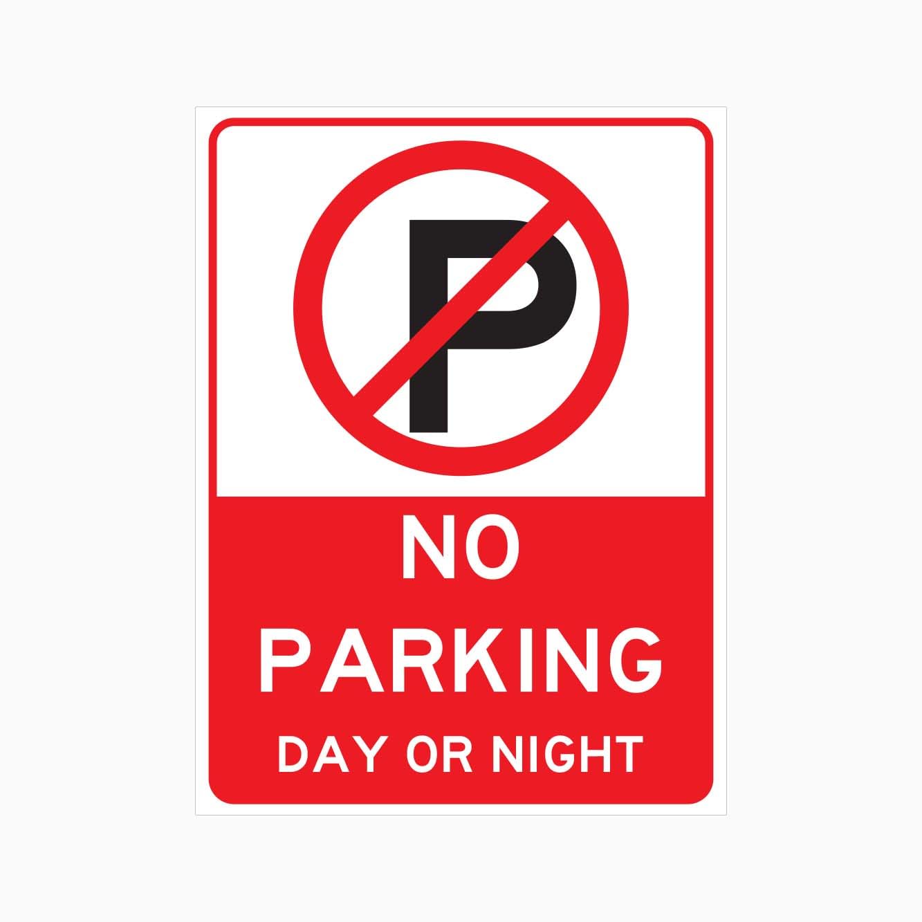 NO PARKING DAY OR NIGHT Sign Prohibition Metal Tin Sign 8 x 12 inch for Industrial & Commercial Series