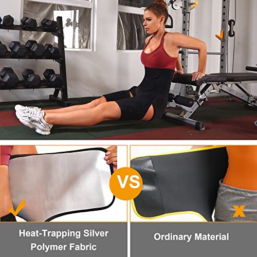Lmoyakg 4-In-1 Sauna Sweat Waist Trimmer Thigh For Women Waist Trainer Belt Butt Lifter Tummy Control Body Shaper (Medium, Black With Silver) #TOP4