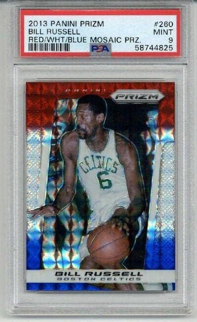 2013 Panini Prizm Red White #260 Bill Russell Card Celtics Psa 9 Low Pop - Unsigned Basketball Cards