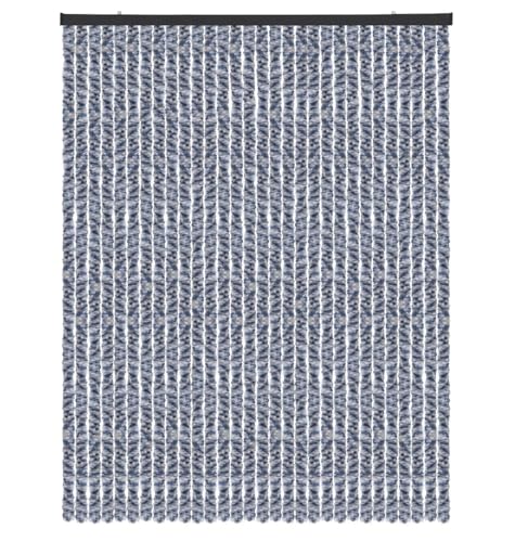 Fluffy Curtain, Meliert blau - weiß - silber, 120 x 200 cm