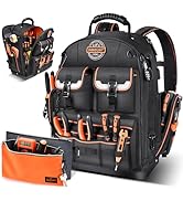 Tool Backpack with 2 Small Tool Bags - LOKASS Tool Backpack Heavy Duty Tool Organizer, Water-resi...