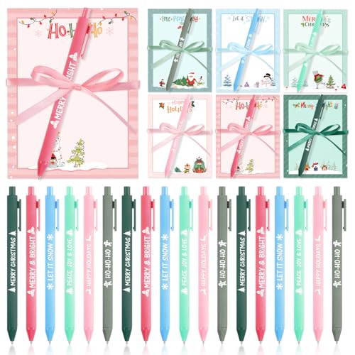 Pajean 72 Pcs Christmas Notepad and Pen Set with Ribbon