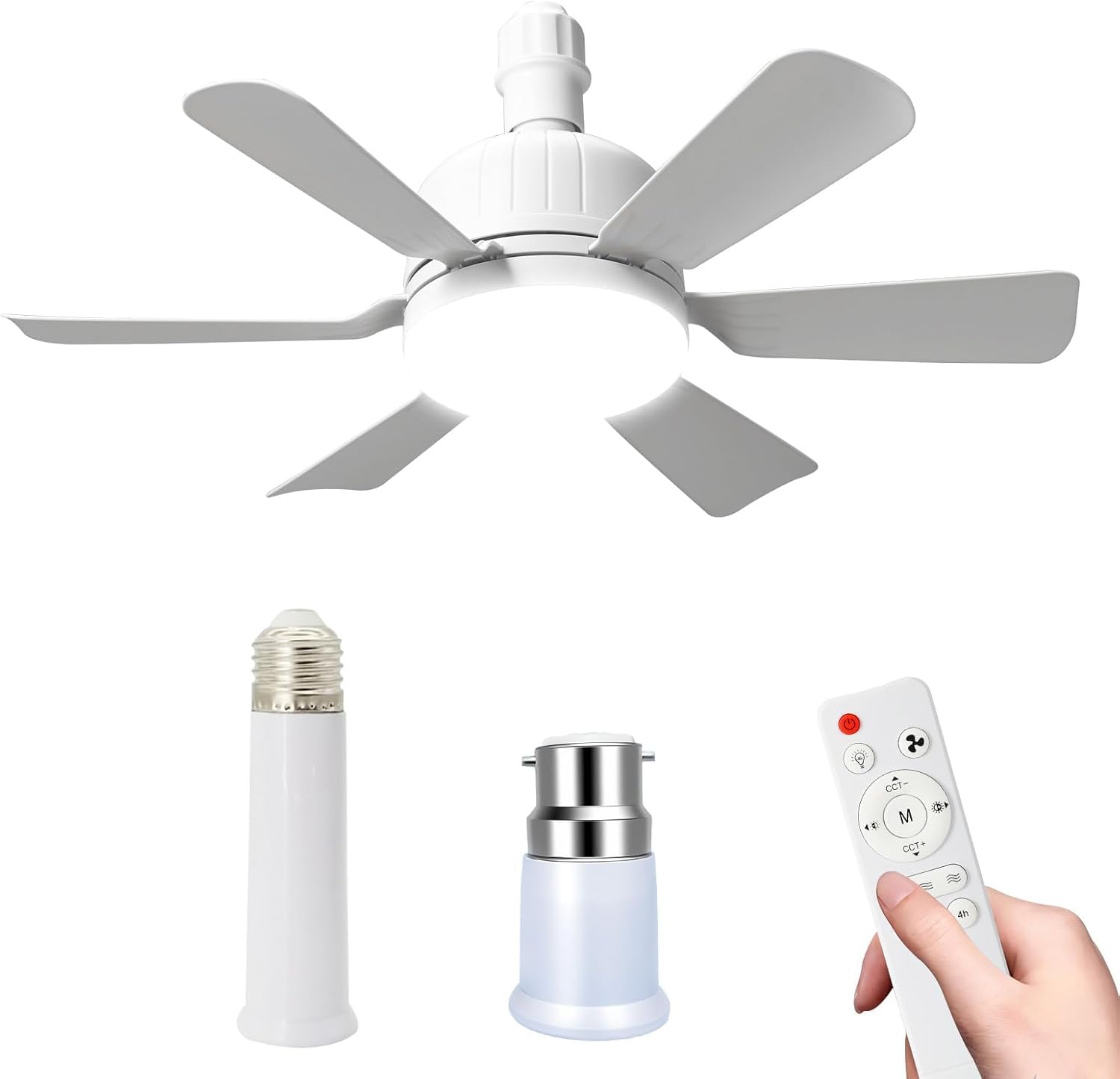 E27/B22 Ceiling Fans with Lights, 52cm 40W LED Dimmable Ceiling Fan with Remote, 2/4H Timer, 3 Speeds 3 Color, Bulb Bayonet Fitting, Quiet Ceiling Fan for Bedroom, Living Room, Kitchen (E27+b22)