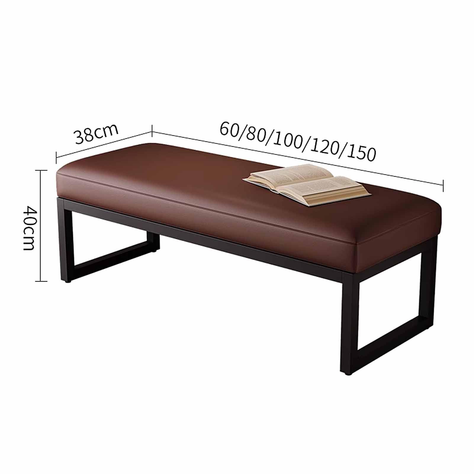 Banc d'entrée en Similicuir, Pouf de Bout de lit pour Chambre ou Salon avec Base en métal, Noir