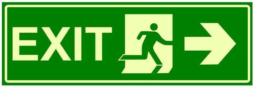 Clickforsign ES-1-M-1-2x Glow In the Dark Emergency Exit Sign Right Arrow (300 x 100 mm)