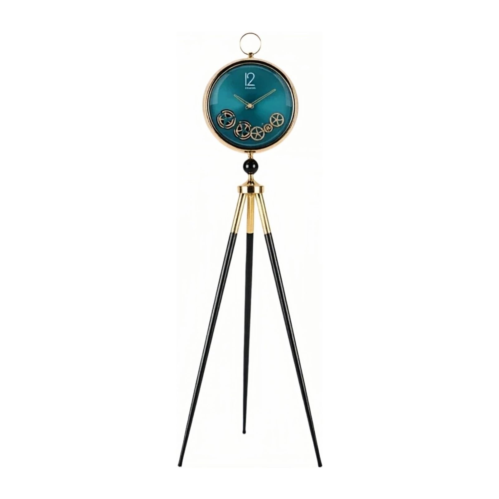 HLHLOP777 Grandfather Alarm Metal Floor Standing Clock Tripod Quartz Silent Movement for Living Room Floor Clock(Black)