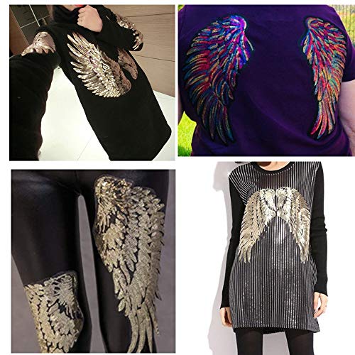 7 Pair Of Sequin Wings Set 7 Colors Sequin Angel Wings Iron On Patches Embroidered Applique For Diy Kids Girl Women Clothes Jackets Backpack Jeans Dress Decoration Accessory #TOP4