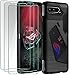 ivoler Funda para ASUS ROG Phone 5 / 5S / 5S Pro, con 3 Unidades Cristal Templado, Fibra de Carbono Carcasa Protectora Antigolpes Negro, Suave TPU Silicona Caso Anti-Choques Case Cover