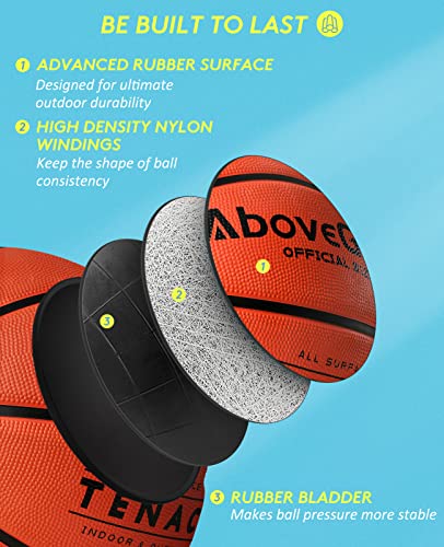 Abovegenius 2 Pack 27.5" Outdoor Basketballs, Offical Size 5 Rubber Basketball Balls For Men And Women (5 Rubber, Orange) #TOP2