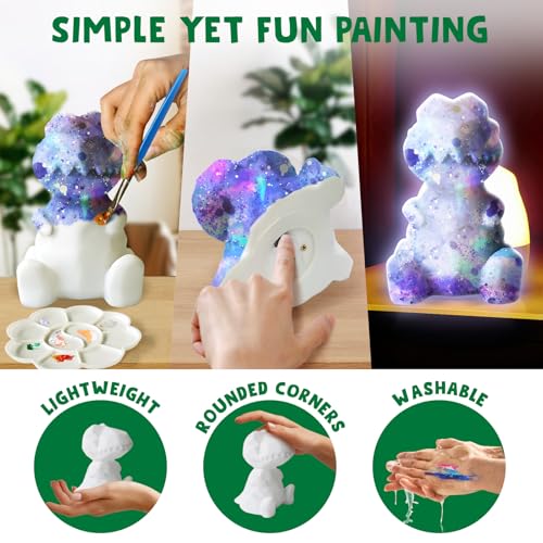image for Goody King Paint Your Own Dinosaur Lamp Kit, DIY Night Light, Arts & C