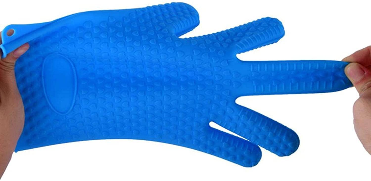 Guantes de horno Manoplas de horno de silicona antideslizantes, guantes de horno flexibles y suaves, manoplas de cocina resistentes al calor, guantes de barbacoa para cocinar, hornear, asar a la parri