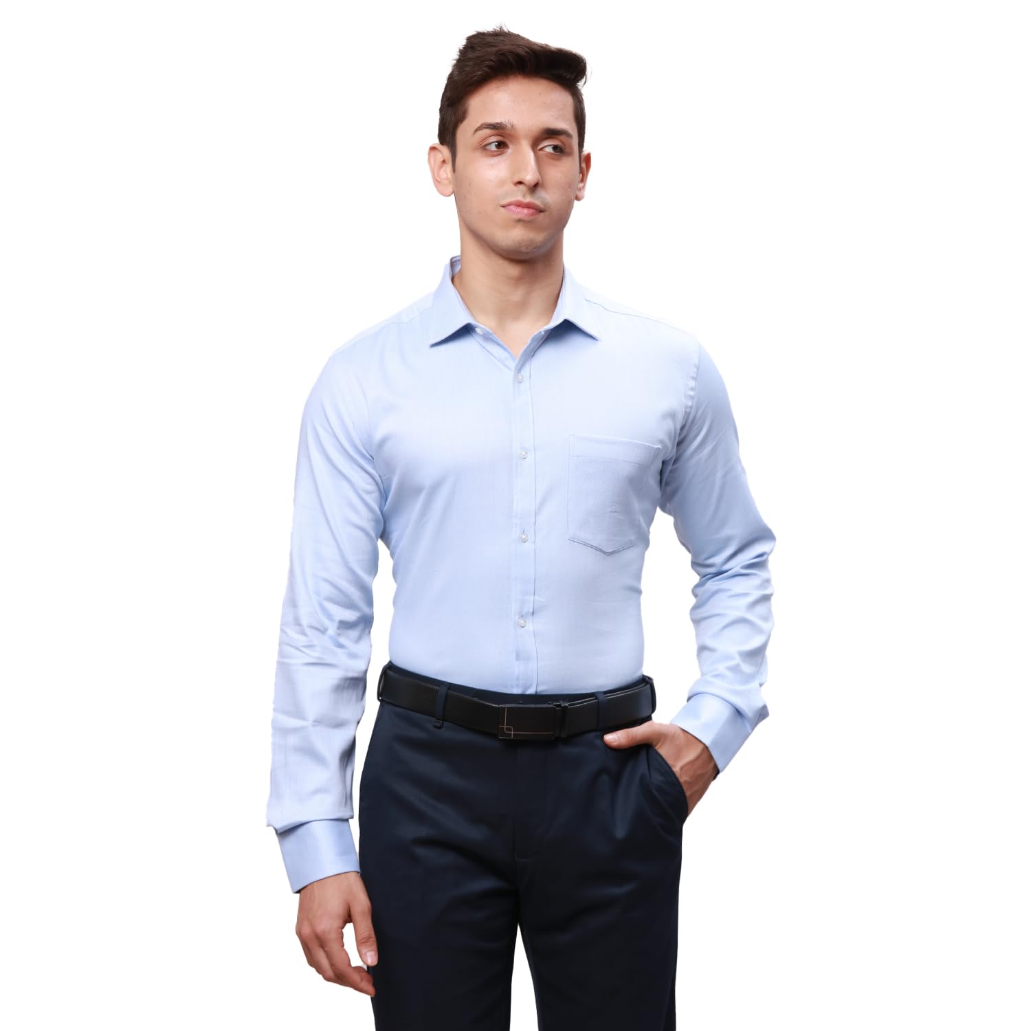 park avenue Men's Pure Cotton Structure Pattern Slim Fit Semi Cutaway Collar Full Sleeve Formal Shirt-picture-22