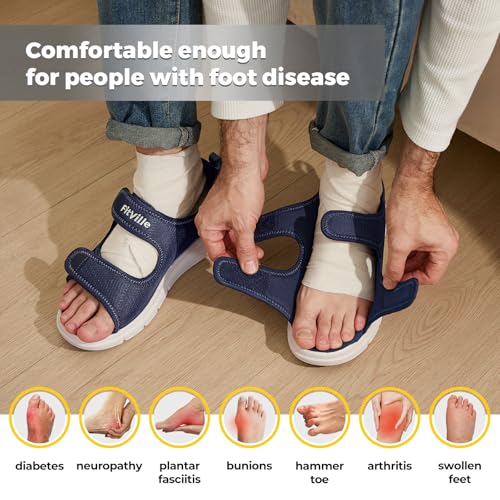Image of FitVille Diabetic Sandals for Men Wide Width with Arch Support, Men Diabetic Sandals Adjustable