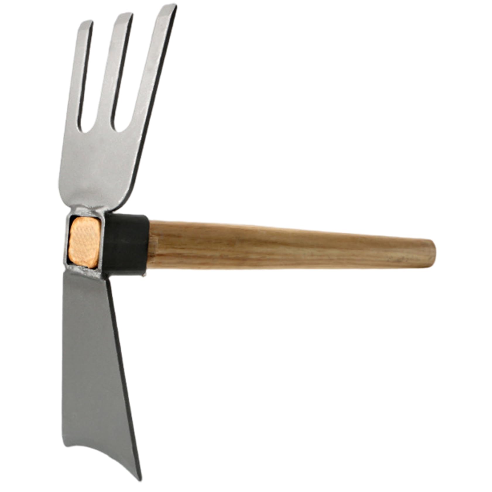 Garden Hoe, 2 in 1 Digging Fork with Wooden Handle, Carbon Steel Blade Head and 3-Prong Fork Used for Weeding, Digging, and Loosening Soil Garden Hoe
