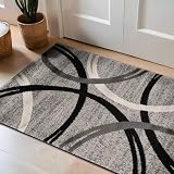 Rugshop Wavy Circles Accent Fade-Resistant Area Rug Gray 2'7" x 4'