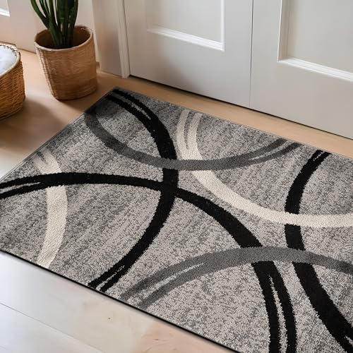Rugshop Wavy Circles Accent Fade-Resistant Area Rug Gray 2'7" x 4'