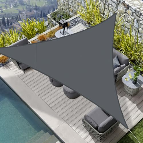 HENG FENG Tenda a Vela Impermeabile Triangolare 3.6x3.6x3.6m Vela Ombreggiante Parasole Protezione Raggi UV per Esterno Giardino terrazza Colore Antracite