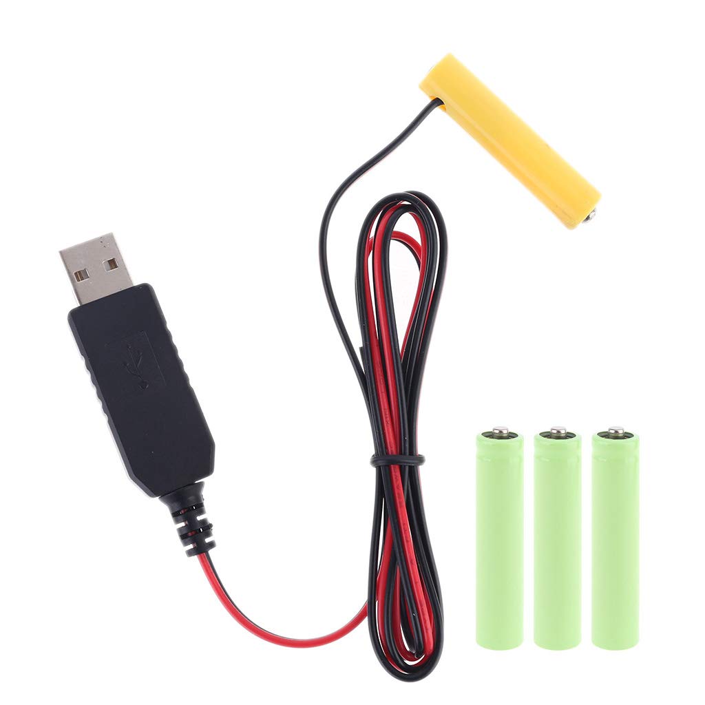 Câble USB Vers 2 Piles AAA - Adaptateur Alimentation 5V Vers 3V - Pour Thermomètre, Télécommande, Jouets - Longueur 96 Cm - 7
