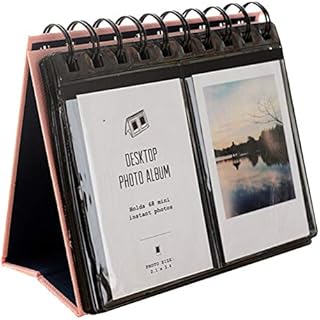 3 Inch Desktop Photo Album Mini Instant Photo Holder for Mini Fujifilm Polaroid Instax (Pink Desk Calendar Holds 68 Photos)