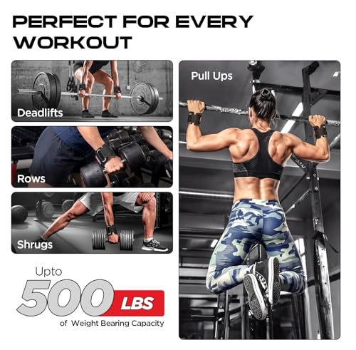 Image of WYOX Weight Lifting Hooks for Men & Women - Heavy Duty Gym Hooks with 8mm Padded Wrist Support Grips to Lift Heavier, Reduce Grip Fatigue & Improve Performance for Deadlifts, Pull Ups & Rows, Pair of 2