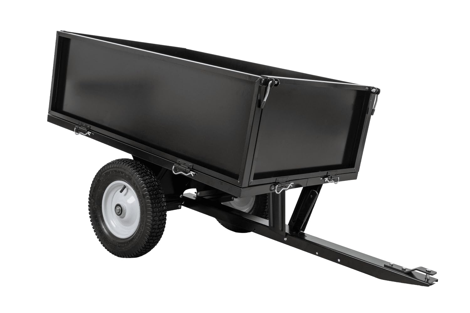 UNITRAILER Remolque de jardín basculante 225 kg para Tractor y Quad | Estructura de acero resistente, ruedas extraíbles y ruedas todoterreno. Ideal para transportar madera, tierra y heno.