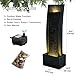 Sunlinua Water Fountain Outdoor Curved Faux Slate Waterfall Feature Freestanding Fountains Indoor Floor Standing Water Fountainswith LED Lights, Pump, Natural Stones for Garden, Patio