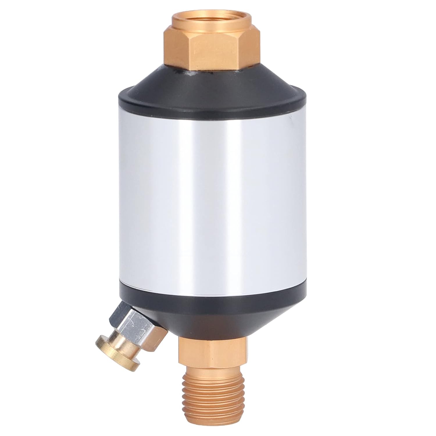 Mini in Line Air Filter, Aluminum Water Trap Oil Water Separator 1/4in NPT Inlet Outlet Spray