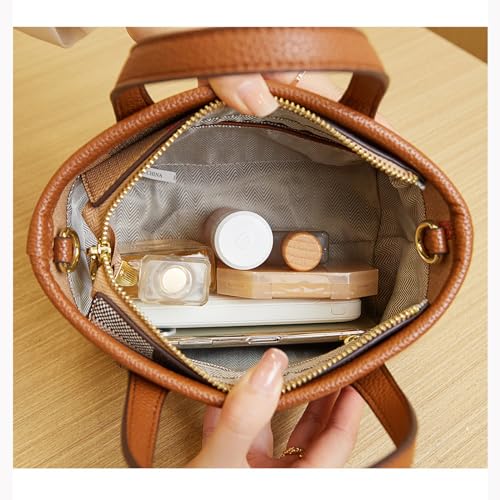 Bolso tote pequeño de lujo en lienzo y cuero para mujer miniatura 5